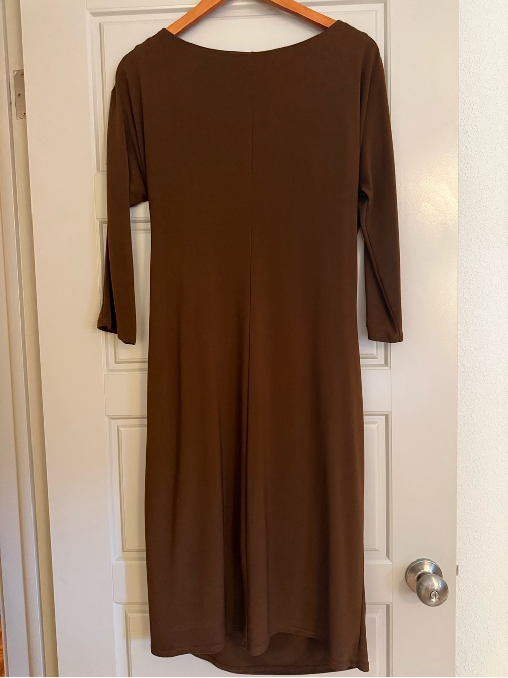 Ralph Lauren Brown Draped Midi Dress with Gold Buttons - Picture 4 of 4